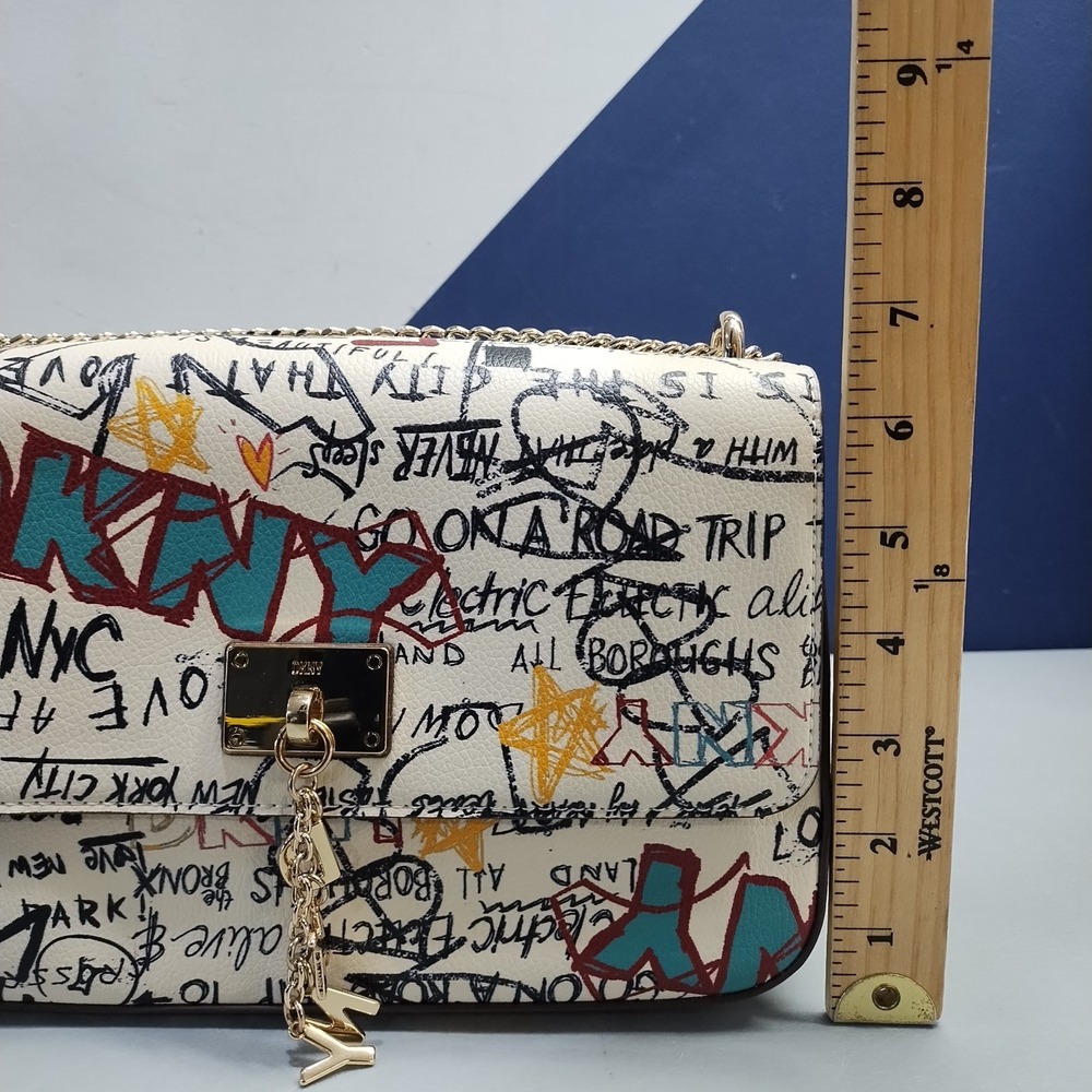 DKNY Cleo Shoulder Bag Womens O/S Multi Chain Link Strap Magnetic Flap Closure - Picture 13 of 13